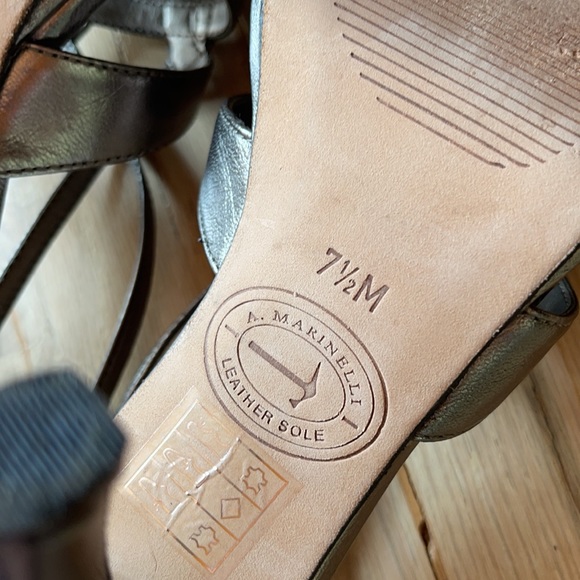 A. Marinelli Pewter Silver Strappy Heels Sz 7.5 - Picture 10 of 14